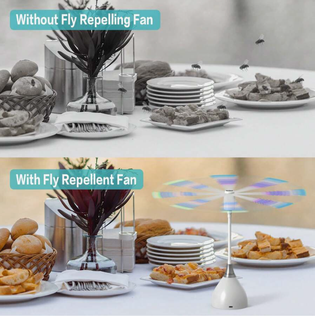 Portable Fly Repellent Fan – USB & Battery Powered Desktop Fly Deterrent