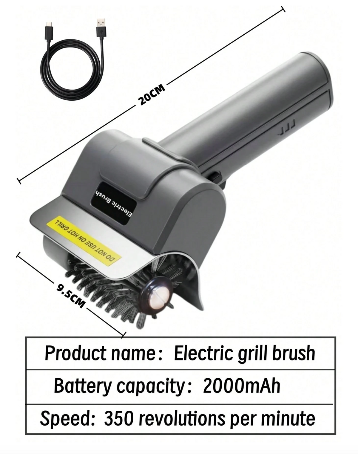Rechargeable Electric BBQ Grill Cleaning Brush