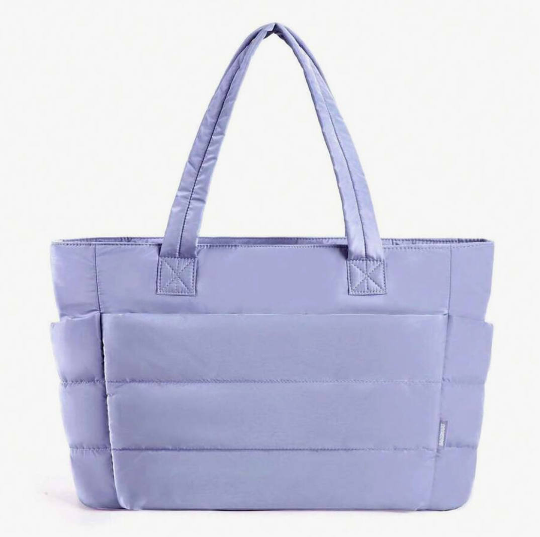 Large Quilted Tote Bag with Laptop Sleeve