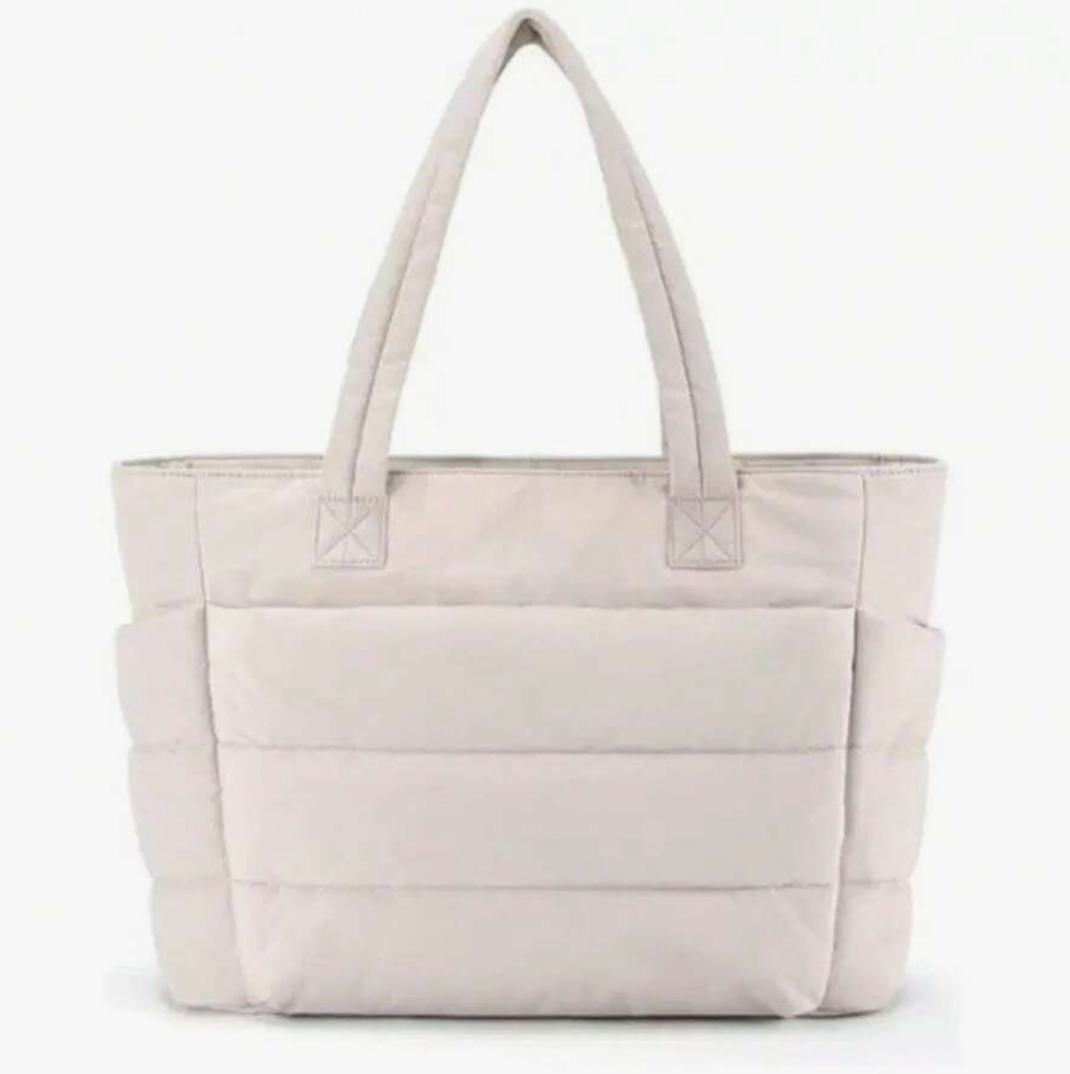 Large Quilted Tote Bag with Laptop Sleeve