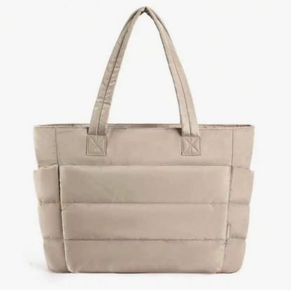 Large Quilted Tote Bag with Laptop Sleeve