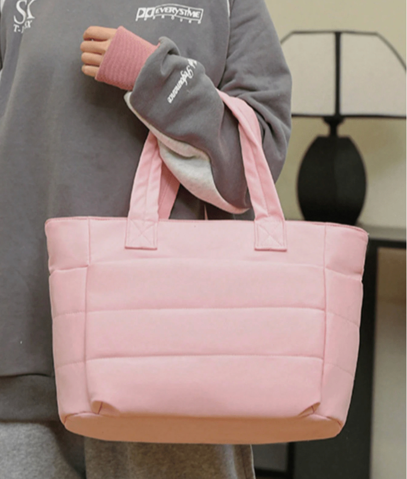 Large Quilted Tote Bag with Laptop Sleeve