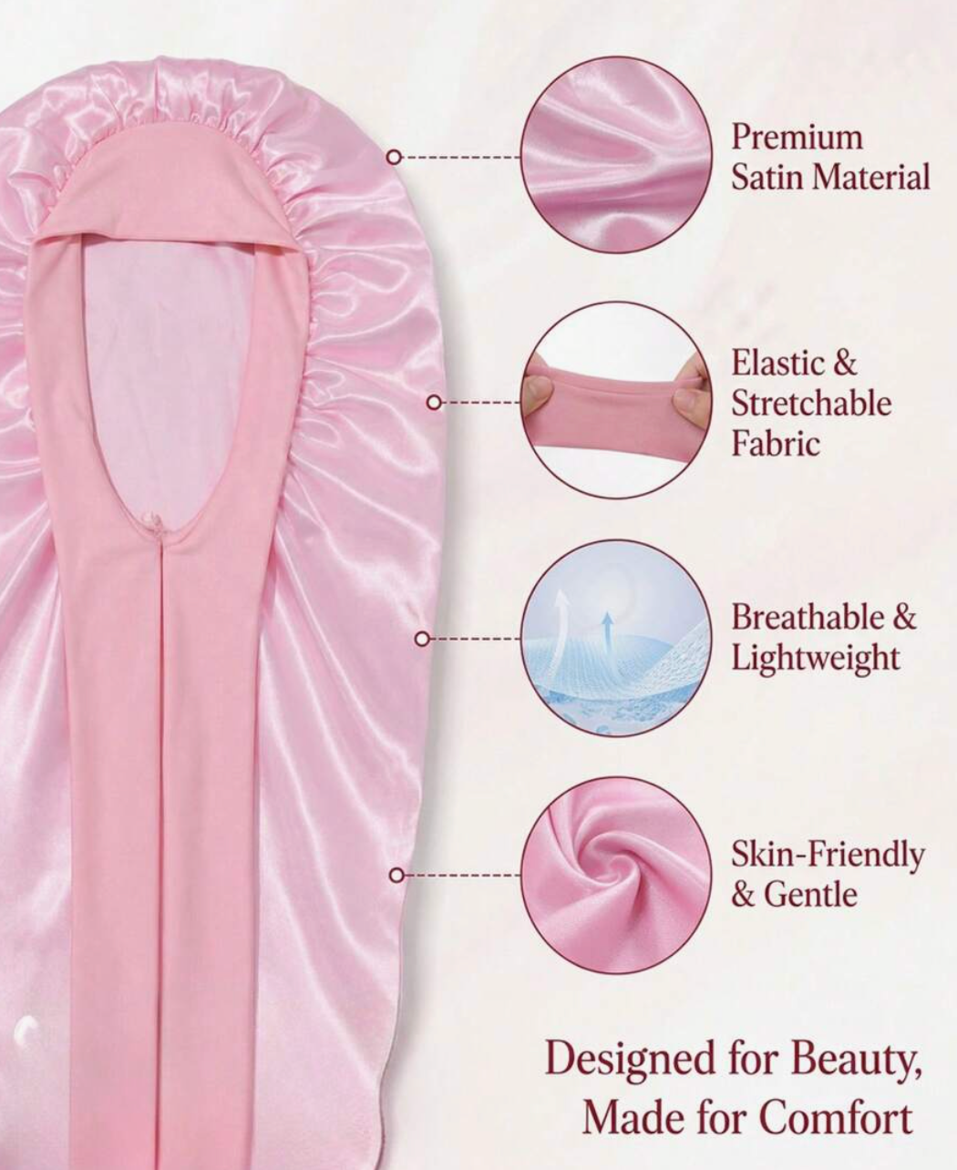 Long Satin Sleep Cap for Braids & Long Hair