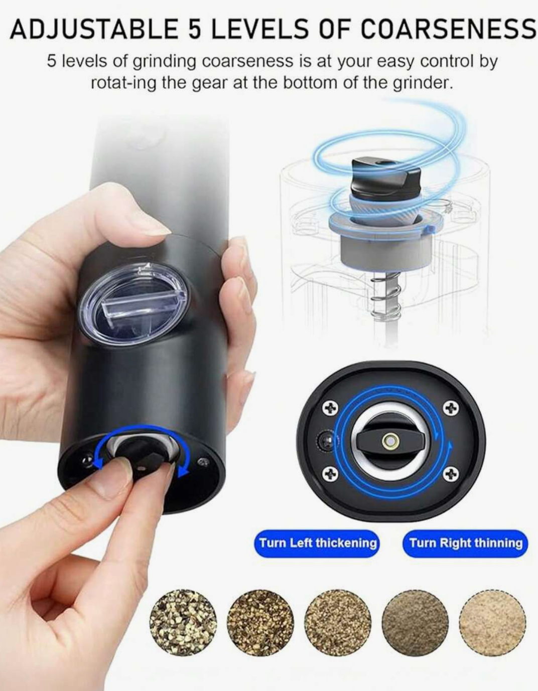 Electric Salt & Pepper Grinder – Adjustable Coarseness