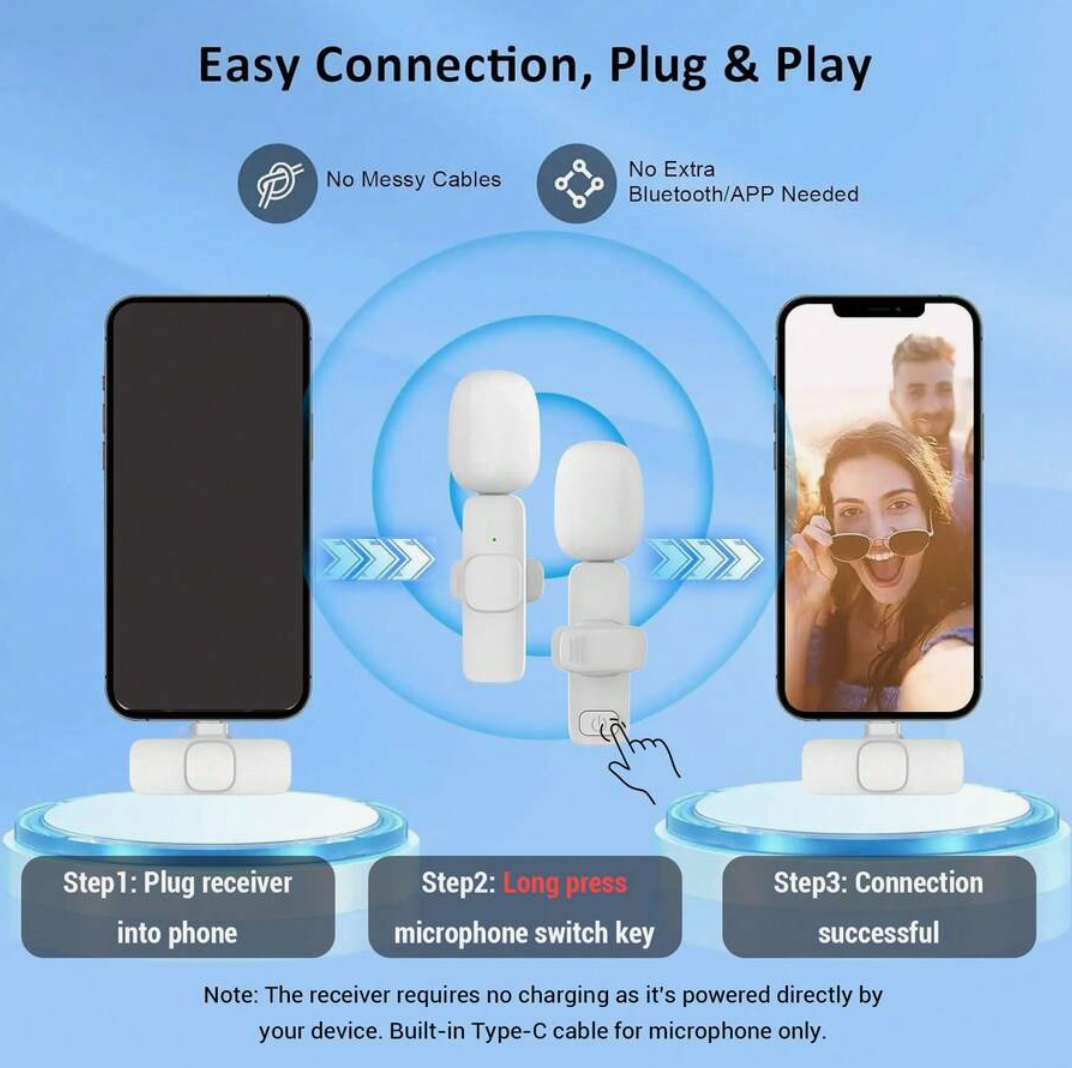 Wireless Lavalier Microphone for Android & Apple