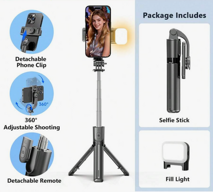 Wireless Selfie Stick Tripod with LED Light