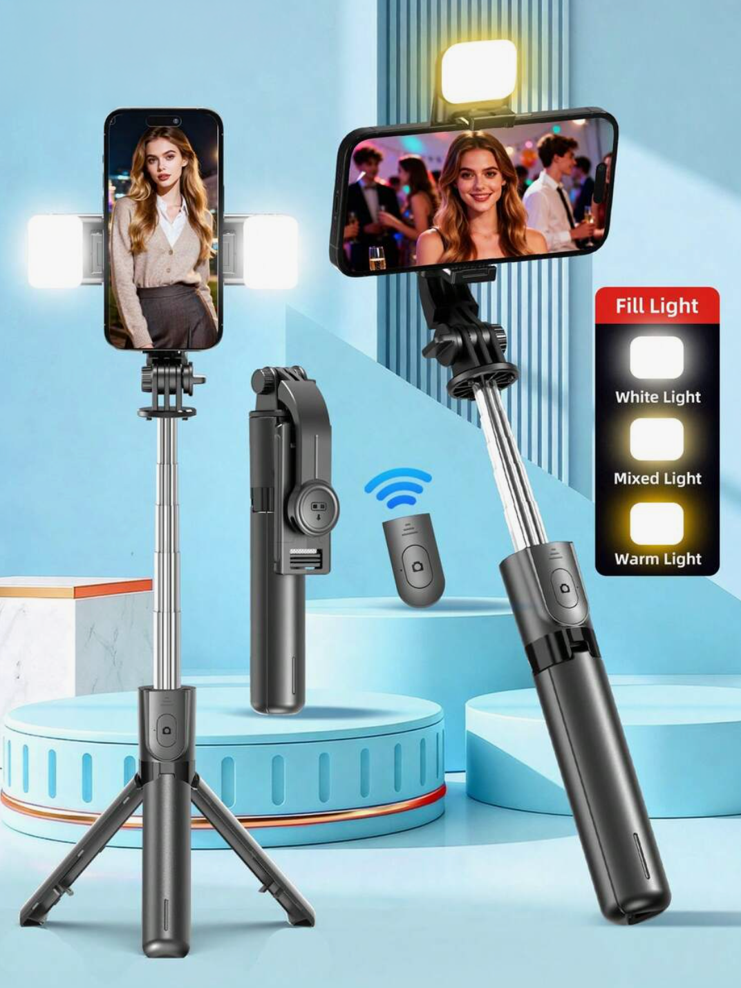 Wireless Selfie Stick Tripod with LED Light