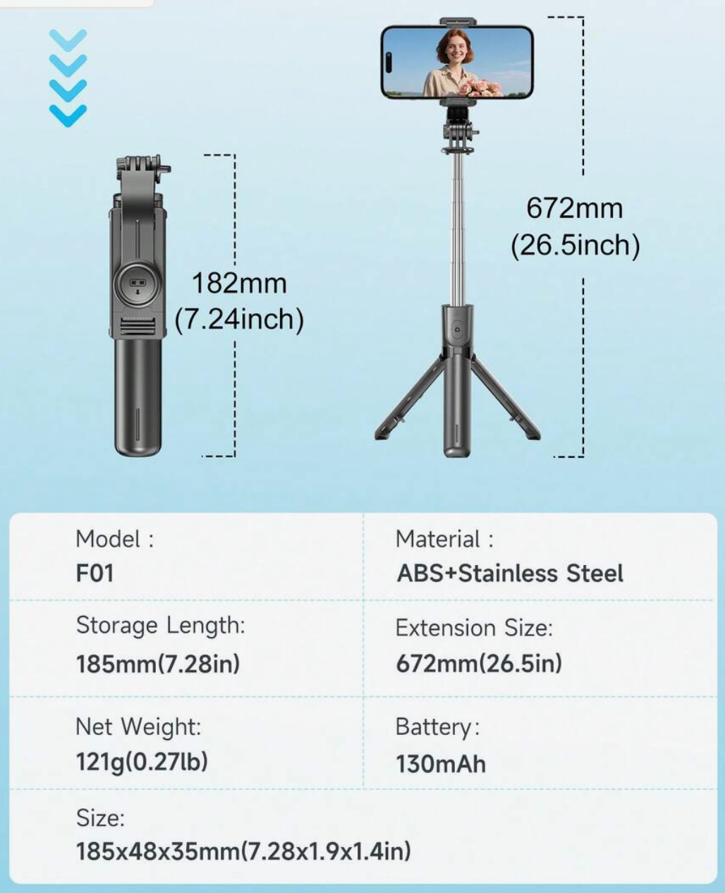 Wireless Selfie Stick Tripod with LED Light