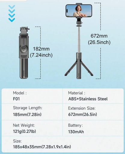 Wireless Selfie Stick Tripod with LED Light