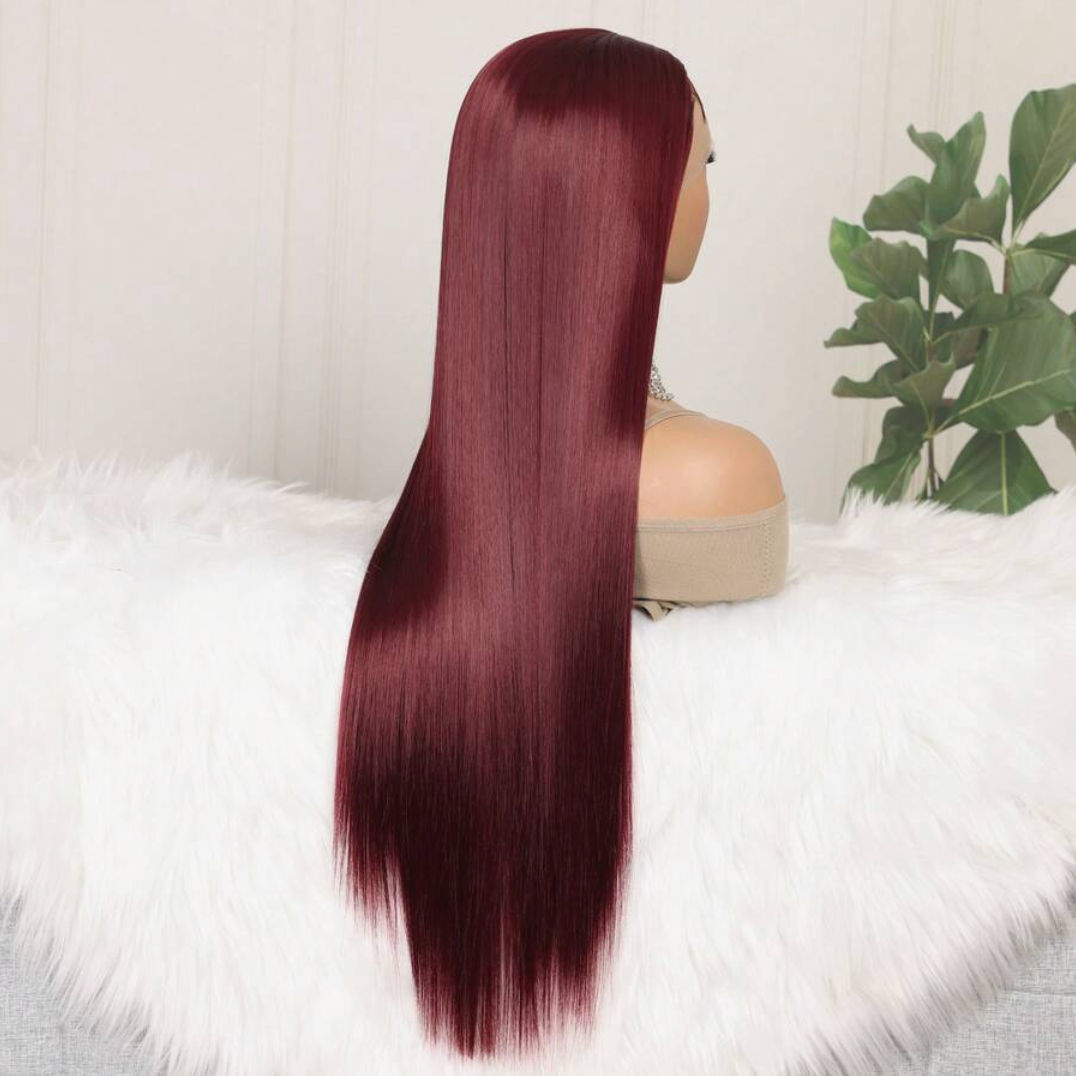 99J Wine Red 13×4 Lace Front Straight Wig - 26 inch long