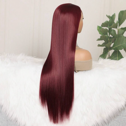 99J Wine Red 13×4 Lace Front Straight Wig - 26 inch long