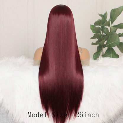 99J Wine Red 13×4 Lace Front Straight Wig - 26 inch long