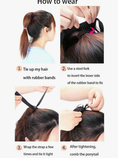 Long Black Corn Silk Ponytail Wig