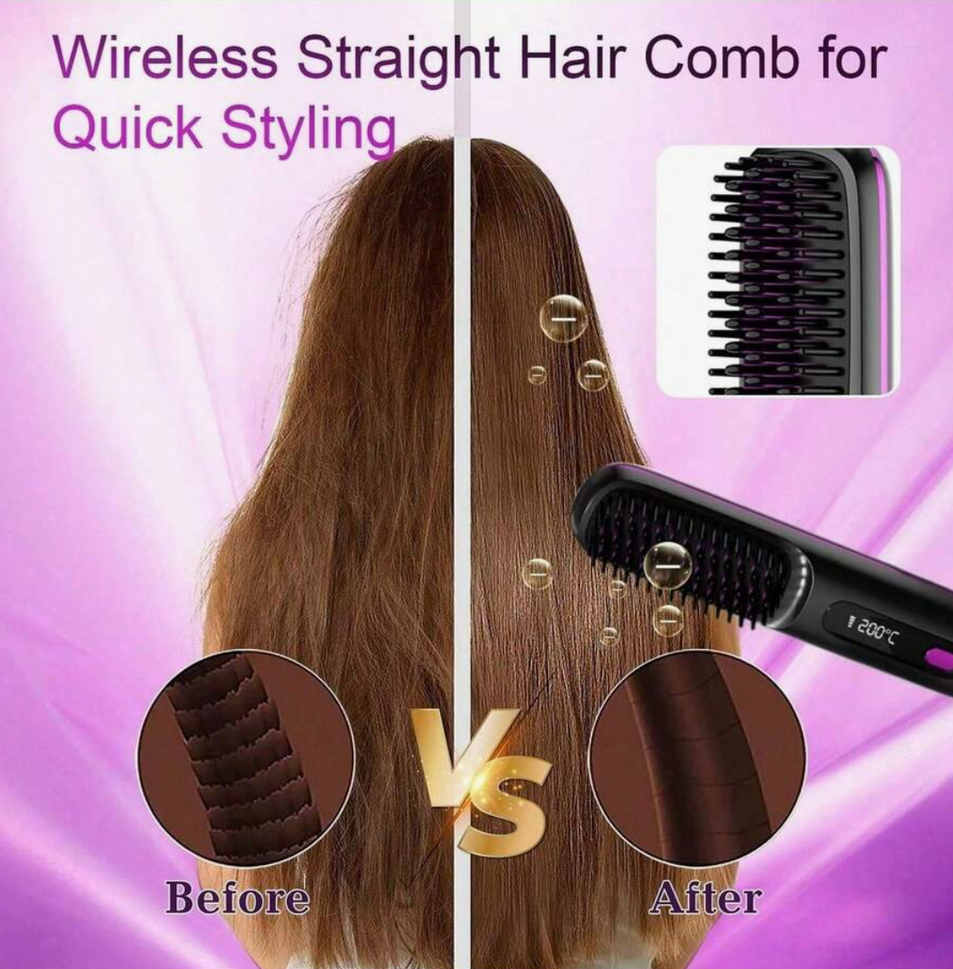 Portable Wireless Hair Straightening Comb