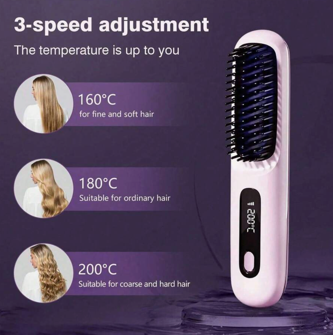 Portable Wireless Hair Straightening Comb