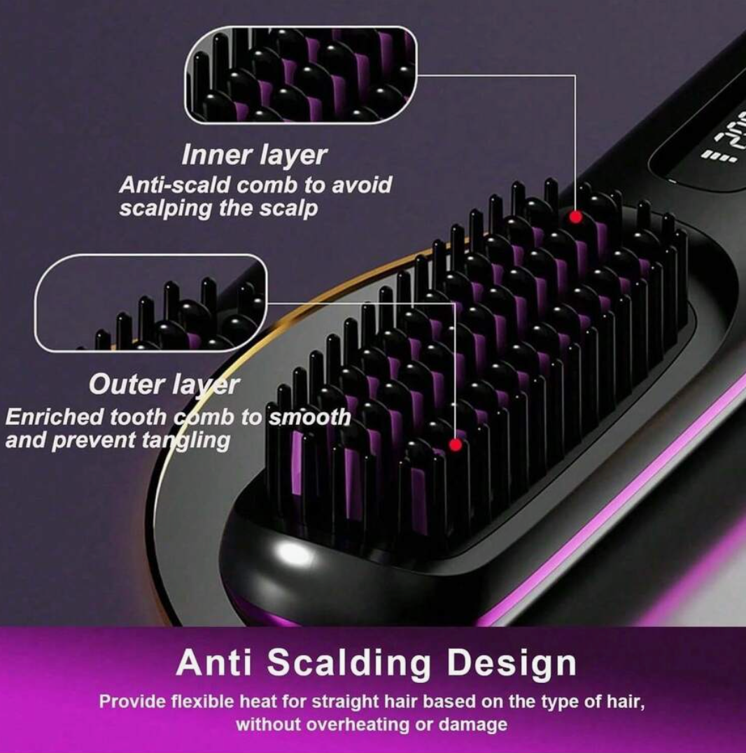 Portable Wireless Hair Straightening Comb