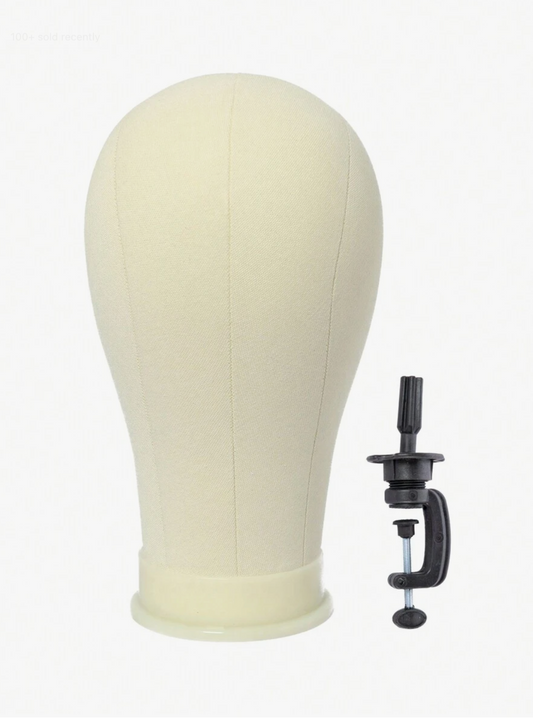 22-Inch Canvas Mannequin Wig Head with Holder
