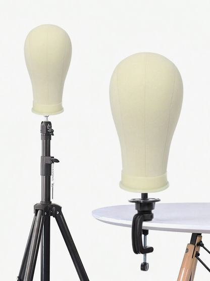 22-Inch Canvas Mannequin Wig Head with Holder