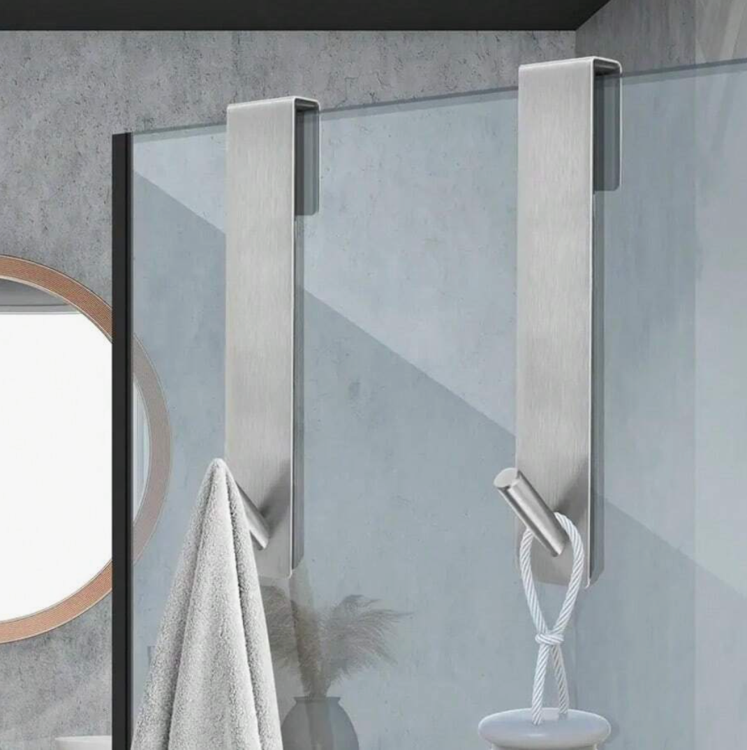 2-Piece Frameless Glass Shower Door Hooks
