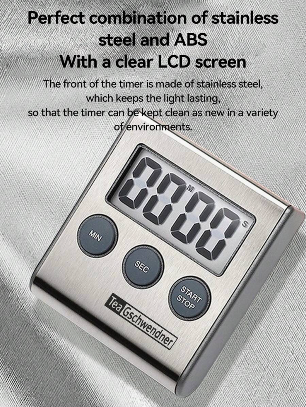 Stainless Steel Kitchen Timer – Magnetic Digital Cooking Timer with Stand