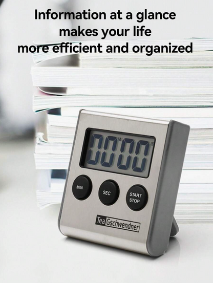 Stainless Steel Kitchen Timer – Magnetic Digital Cooking Timer with Stand