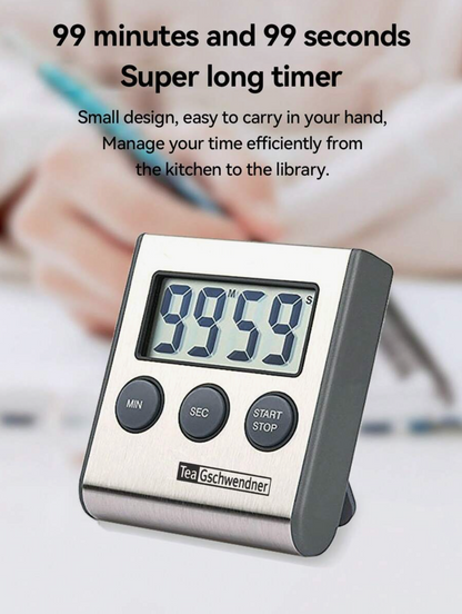 Stainless Steel Kitchen Timer – Magnetic Digital Cooking Timer with Stand