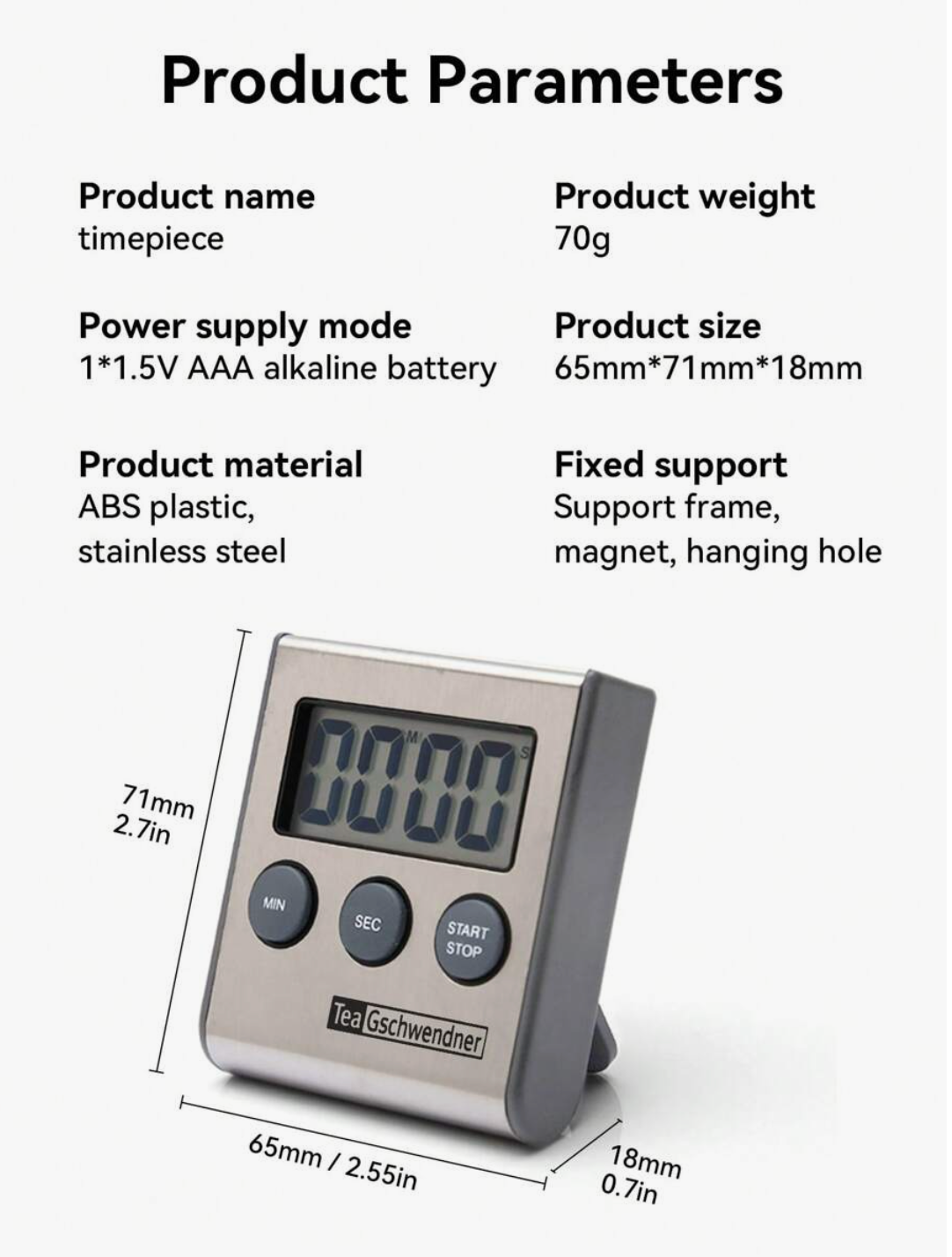 Stainless Steel Kitchen Timer – Magnetic Digital Cooking Timer with Stand