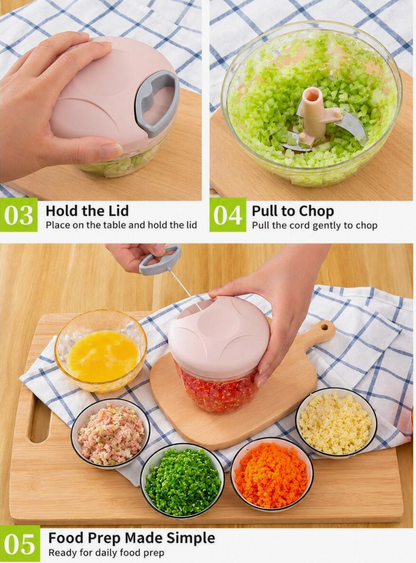 Manual Food Chopper & Meat Grinder – Rotary Garlic, Vegetable & Nut Chopper