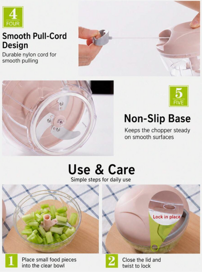 Manual Food Chopper & Meat Grinder – Rotary Garlic, Vegetable & Nut Chopper