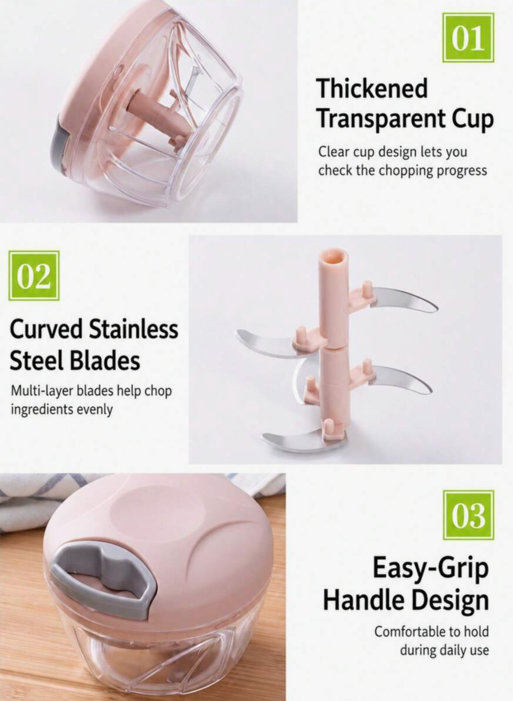 Manual Food Chopper & Meat Grinder – Rotary Garlic, Vegetable & Nut Chopper