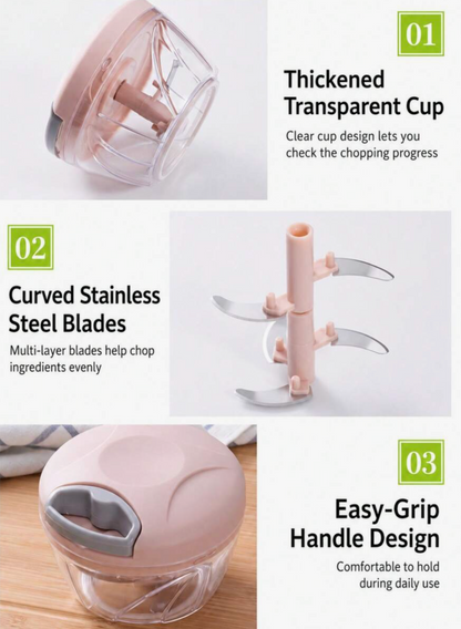 Manual Food Chopper & Meat Grinder – Rotary Garlic, Vegetable & Nut Chopper
