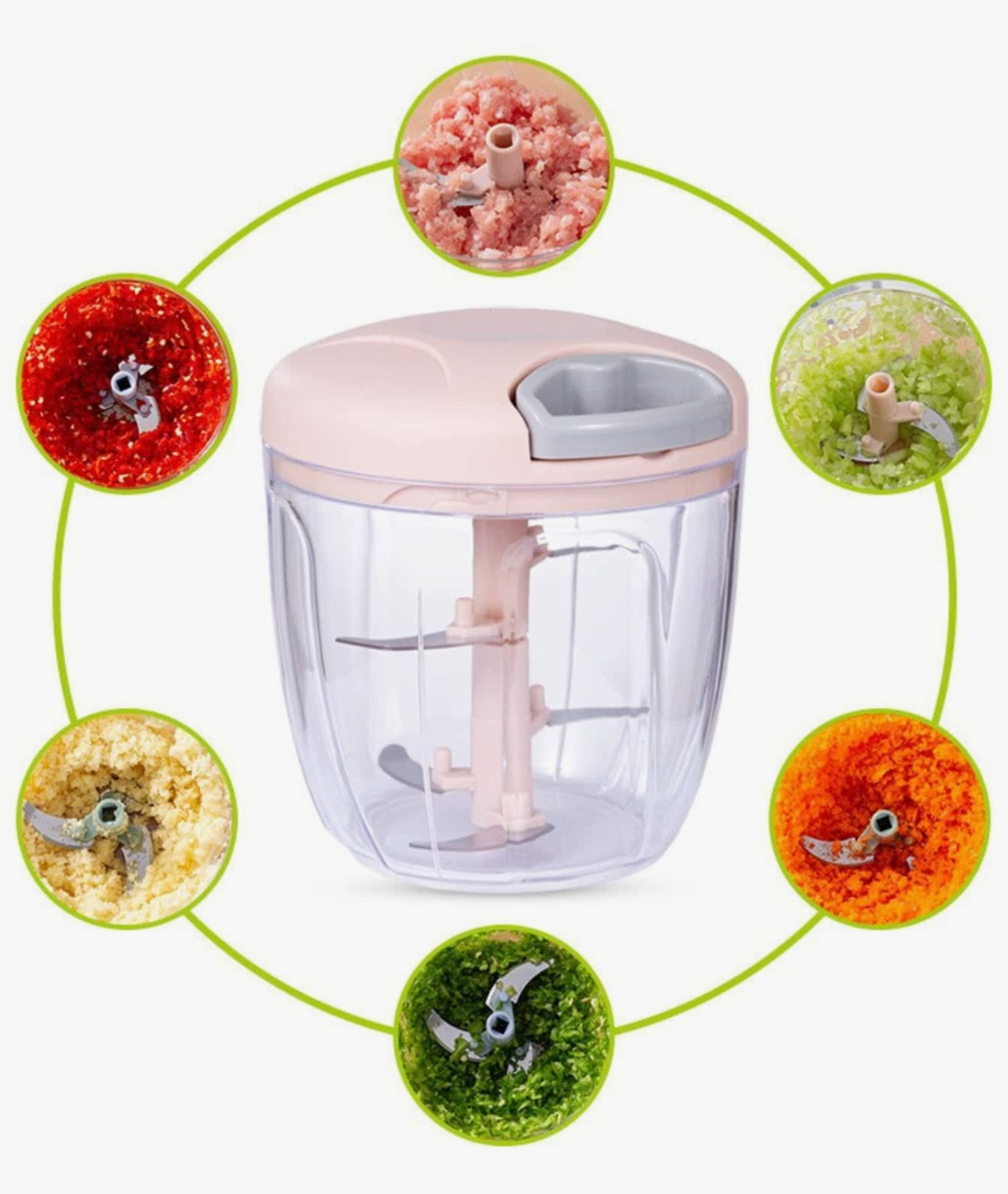 Manual Food Chopper & Meat Grinder – Rotary Garlic, Vegetable & Nut Chopper