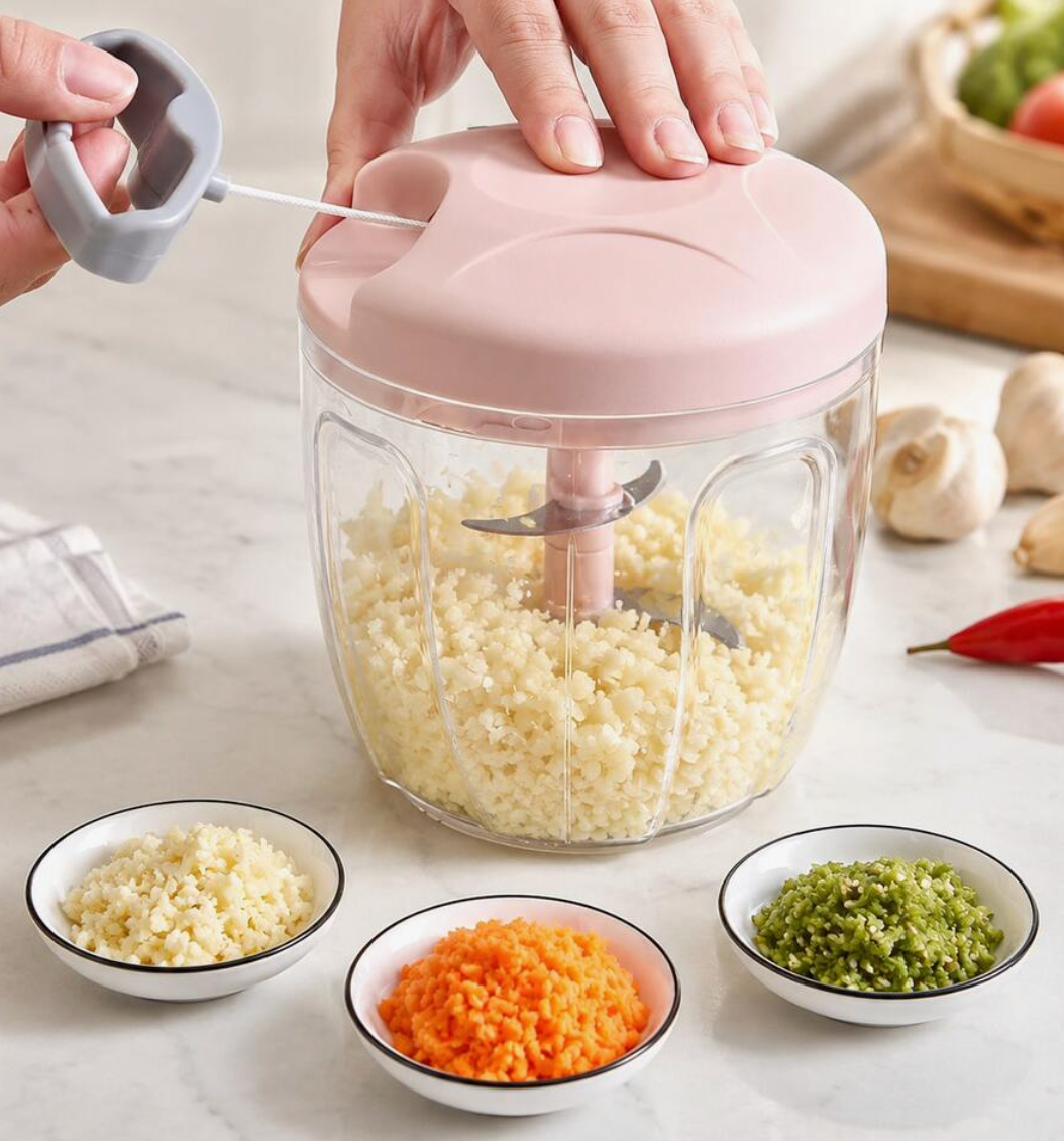 Manual Food Chopper & Meat Grinder – Rotary Garlic, Vegetable & Nut Chopper
