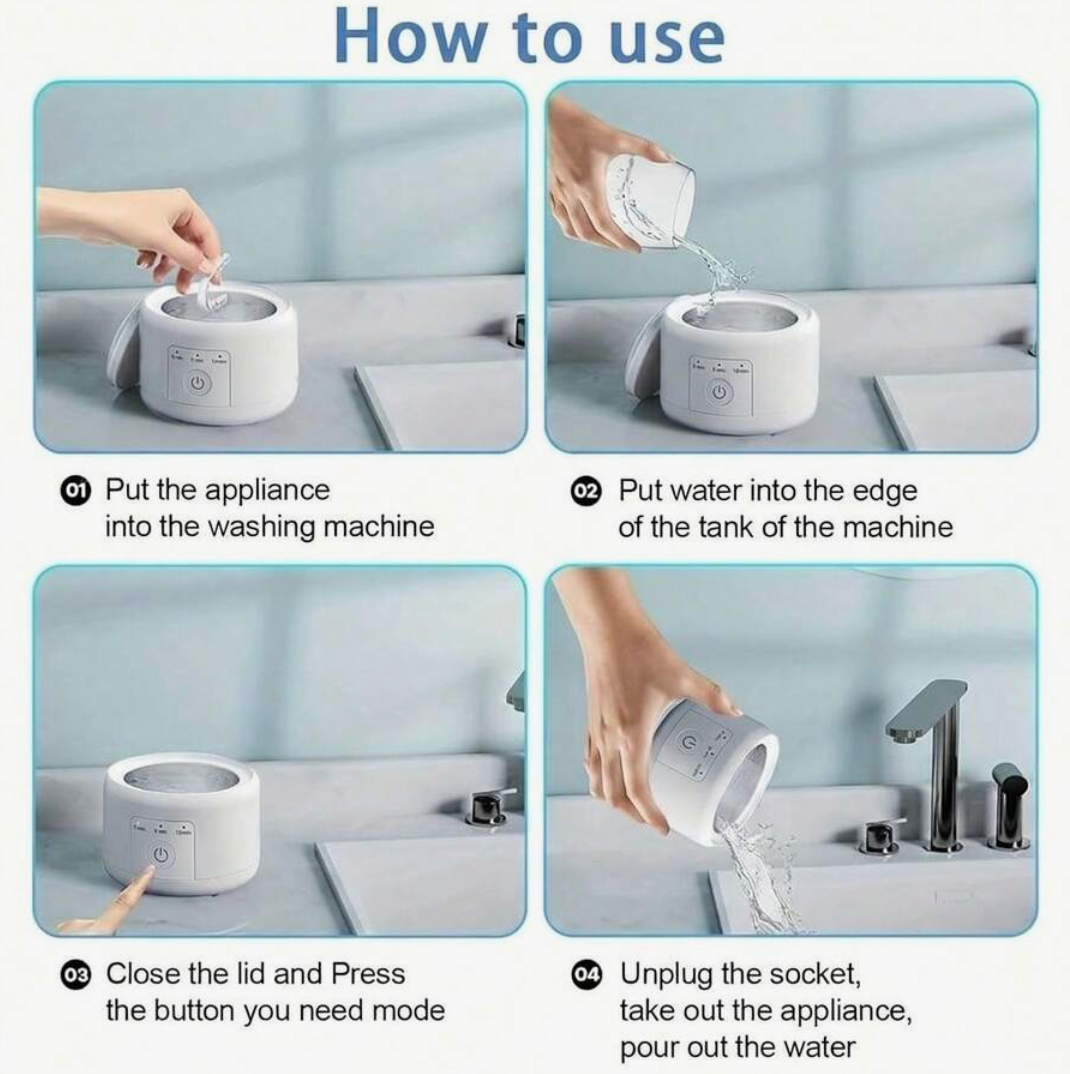 Ultrasonic Cleaner – 3-Mode Digital Cleaning Machine with Timer for Jewellery & Dental Accessories