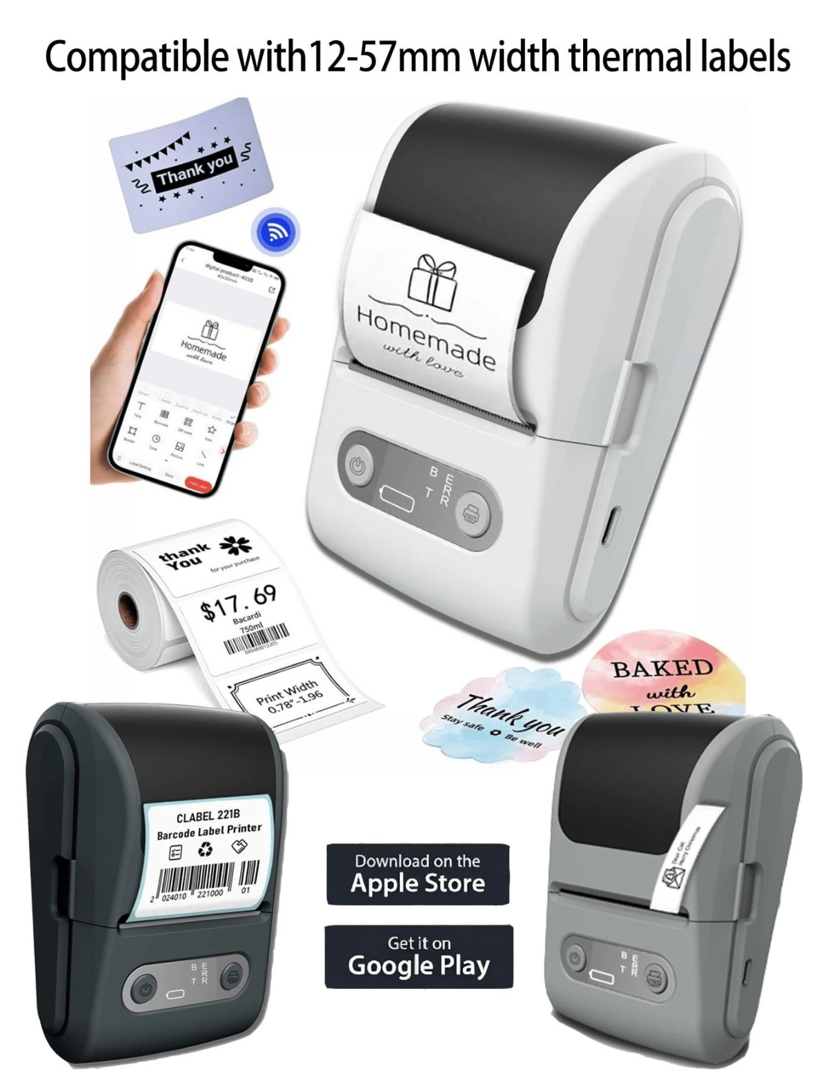 Mini Thermal Label Printer – Bluetooth Portable Inkless Sticker & Label Maker