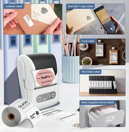 Mini Thermal Label Printer – Bluetooth Portable Inkless Sticker & Label Maker
