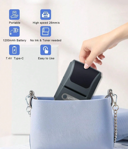 Mini Thermal Label Printer – Bluetooth Portable Inkless Sticker & Label Maker