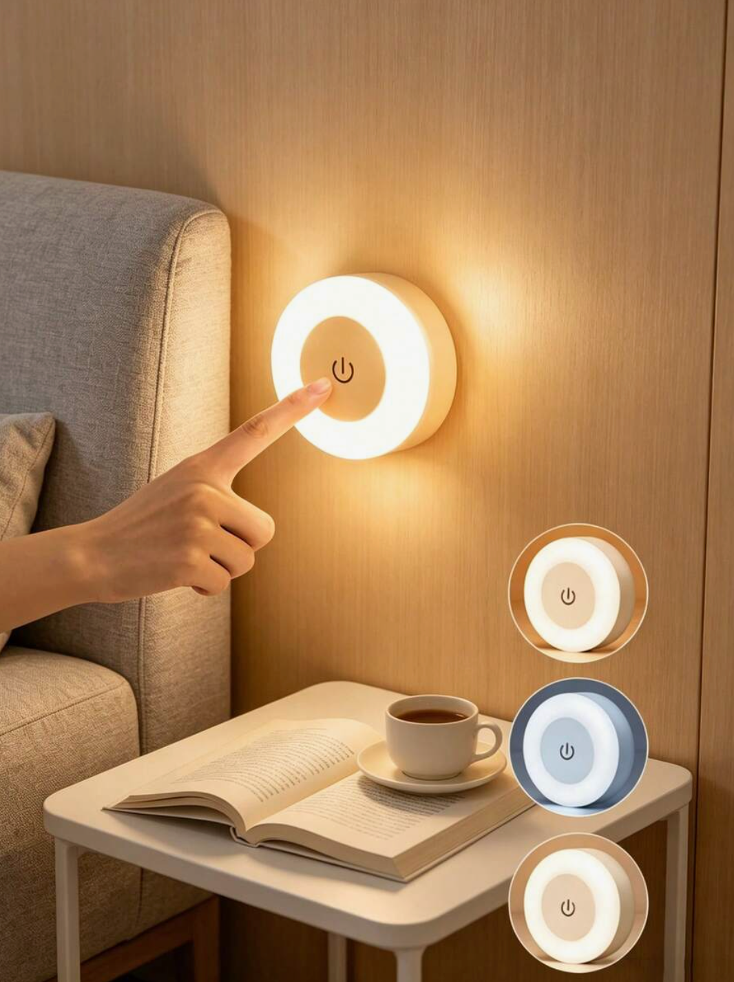 Dimmable LED Touch Night Light – Rechargeable Wireless Cabinet & Wall Light