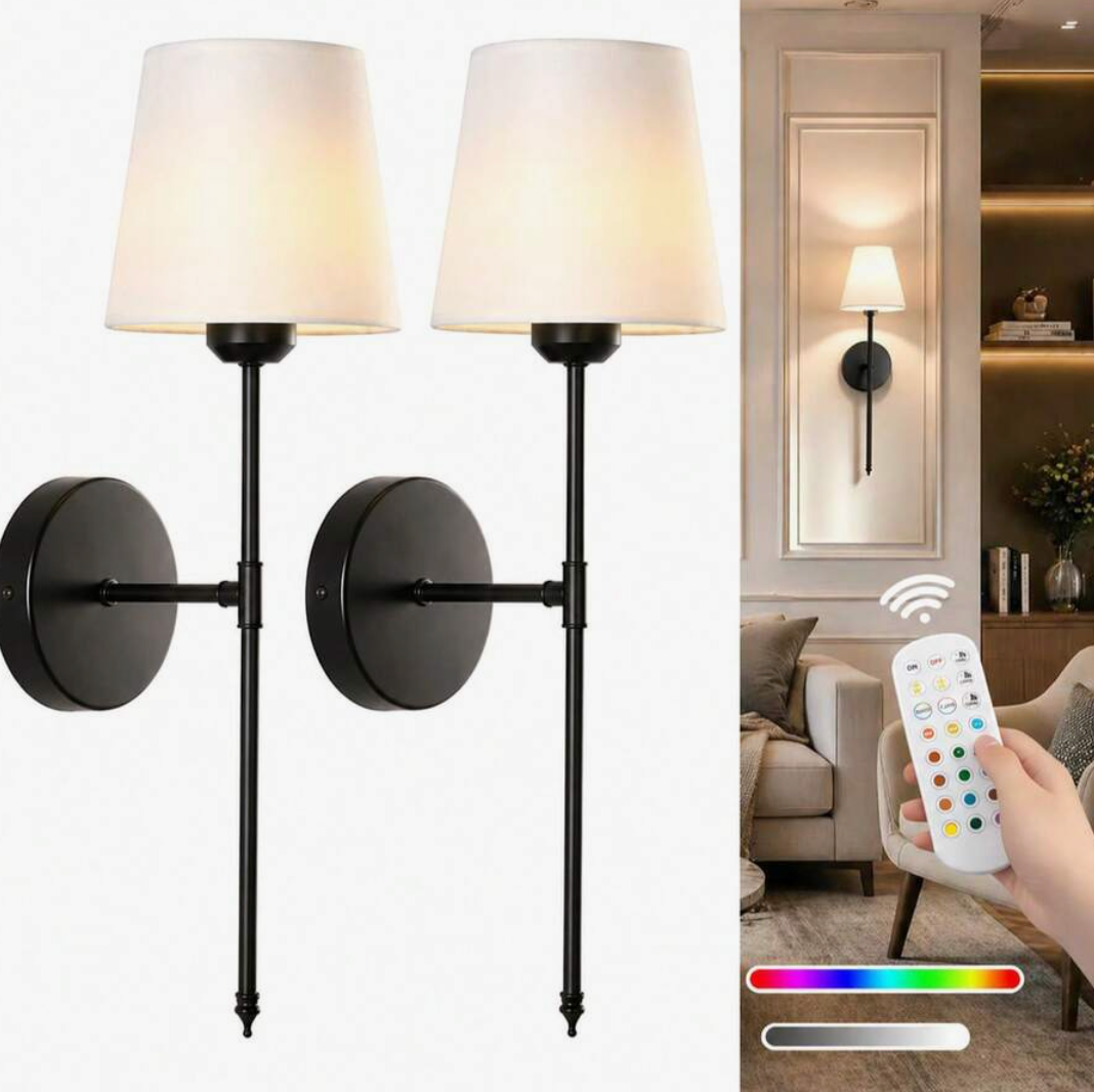 2-Piece Rechargeable Wireless Wall Lamp