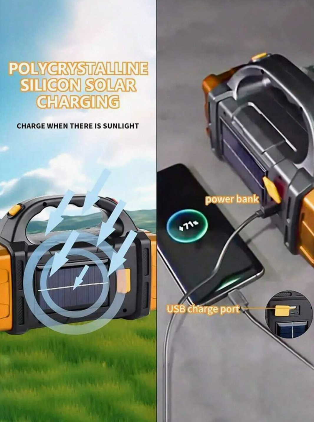 Rechargeable LED Flashlight – 1800-Lumen Solar COB Tactical Torch with 6 Modes