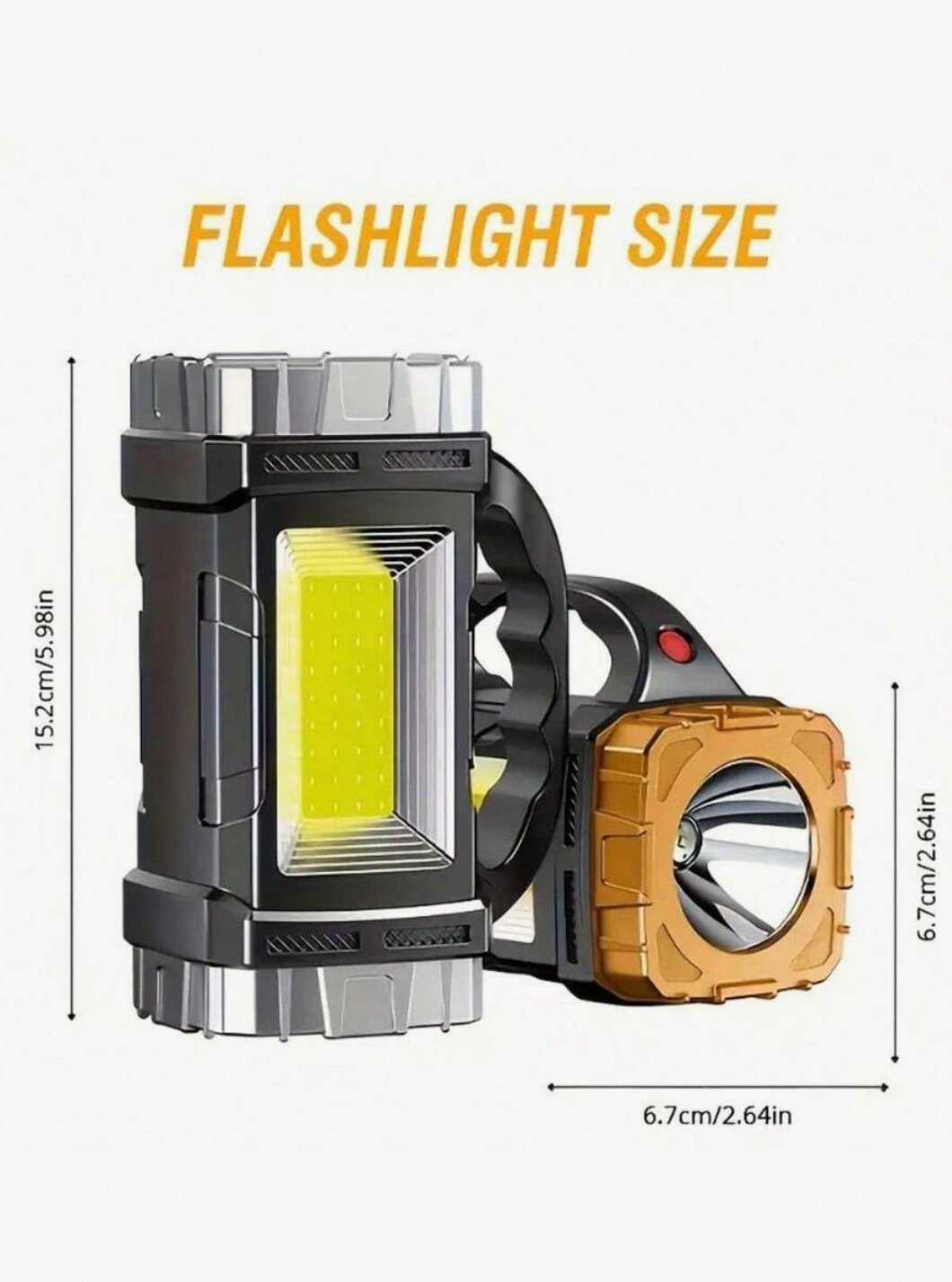 Rechargeable LED Flashlight – 1800-Lumen Solar COB Tactical Torch with 6 Modes