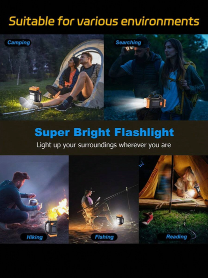Rechargeable LED Flashlight – 1800-Lumen Solar COB Tactical Torch with 6 Modes