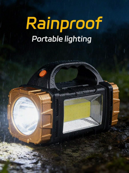 Rechargeable LED Flashlight – 1800-Lumen Solar COB Tactical Torch with 6 Modes