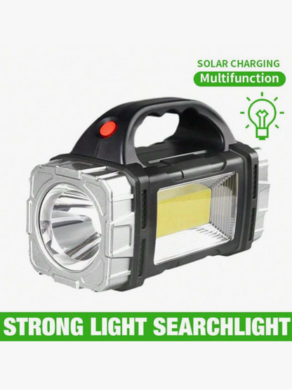 Rechargeable LED Flashlight – 1800-Lumen Solar COB Tactical Torch with 6 Modes