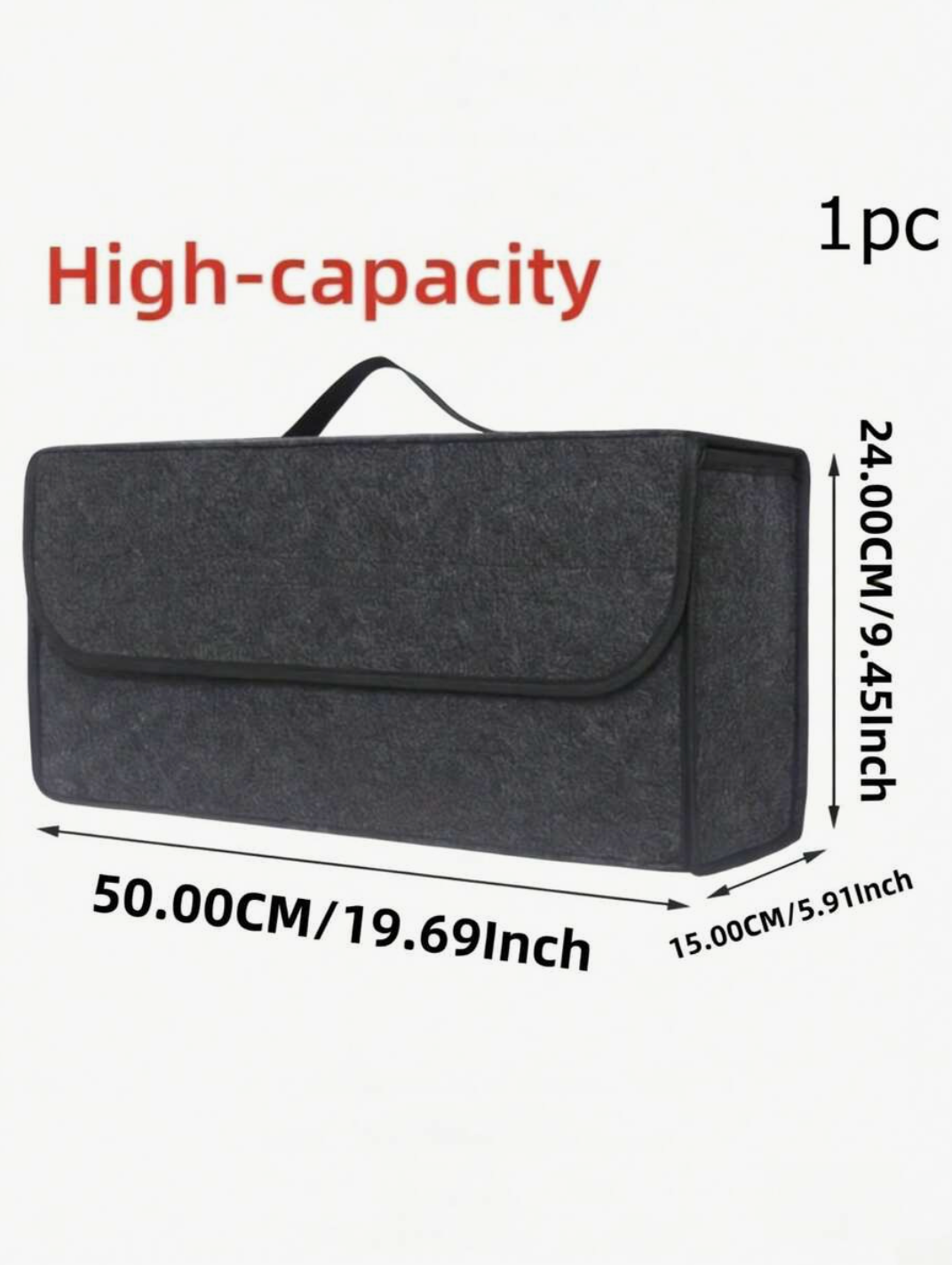Felt Fabric Foldable Car Trunk Storage Bag – Grey Vehicle Boot Organiser