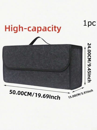 Felt Fabric Foldable Car Trunk Storage Bag – Grey Vehicle Boot Organiser