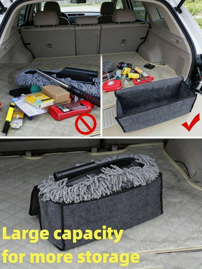 Felt Fabric Foldable Car Trunk Storage Bag – Grey Vehicle Boot Organiser