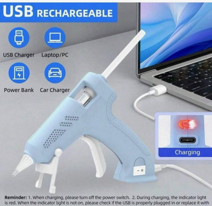 Cordless Hot Glue Gun Kit – USB Rechargeable Glue Gun with 20 Glue Sticks