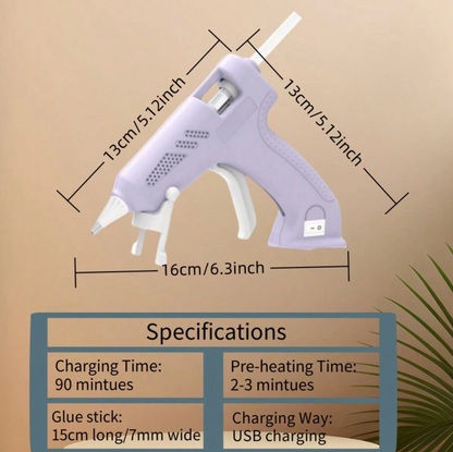 Cordless Hot Glue Gun Kit – USB Rechargeable Glue Gun with 20 Glue Sticks