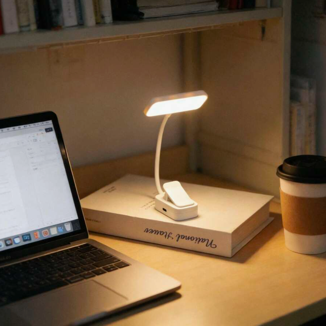 Rechargeable LED Book Light – 3-Colour Dimmable Clip-On Reading Lamp